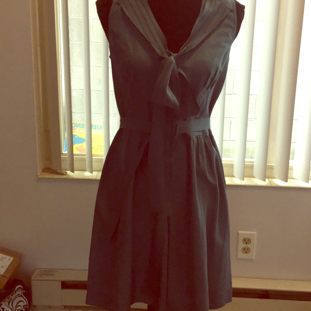 Vintage blue silk dress with belt